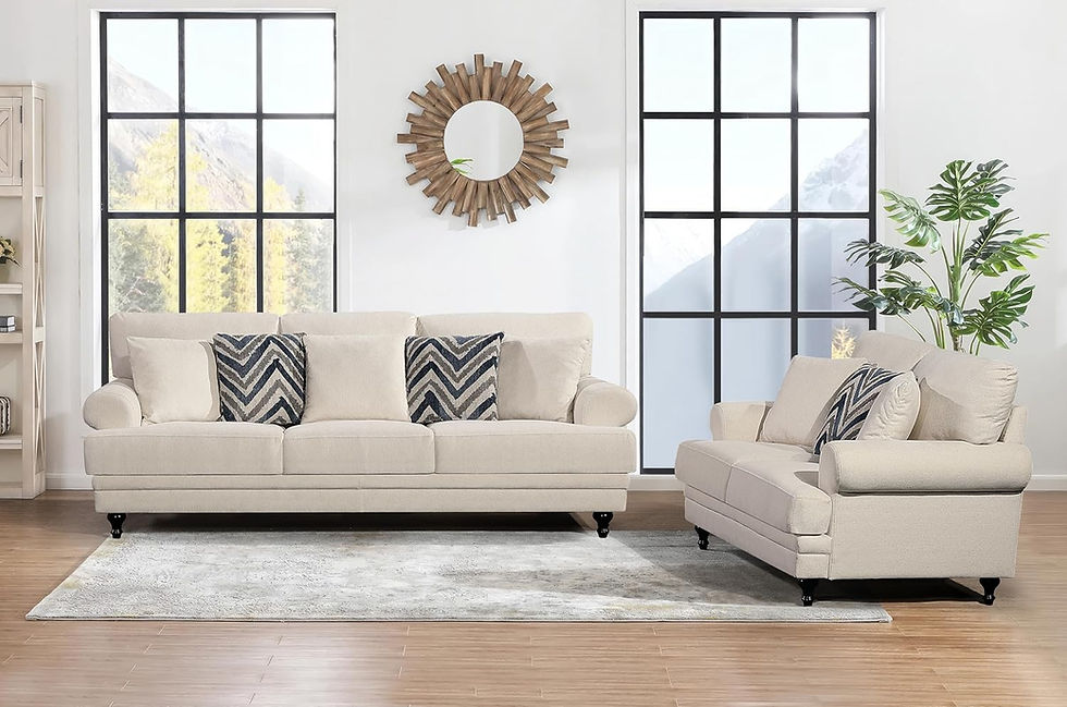 Betsy Furniture 2PC Comfy Fabric Sofa Set, with Pillows, Sofa Loveseat Chair 908