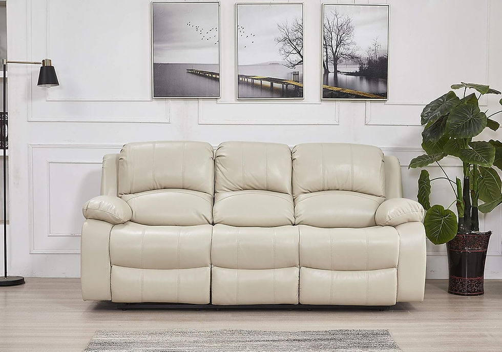 Thumbnail: Betsy Furniture Bonded Leather Reclining Sofa in Multiple Colors, 8018 Beige