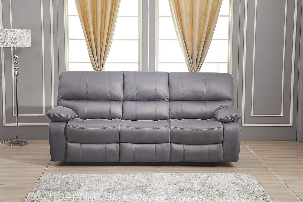 Thumbnail: Betsy Furniture Microfiber Reclining Sofa Couch Set Living Room Set 8007, Grey