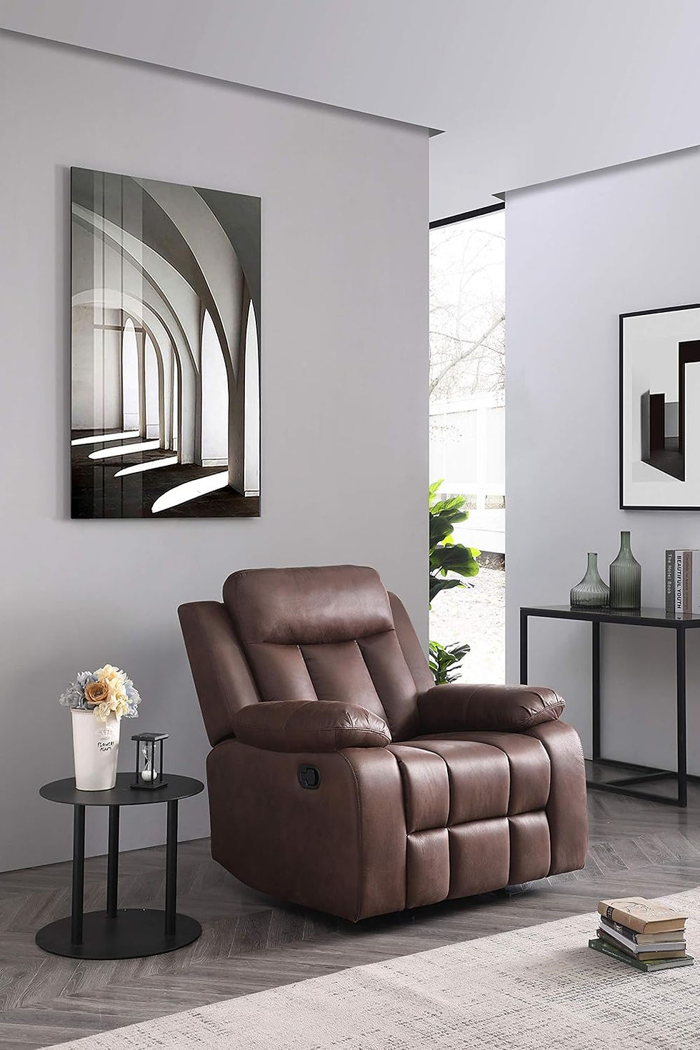 Thumbnail: Betsy Furniture Microfiber Fabric Recliner Set Living Room Set in Brown, 8028