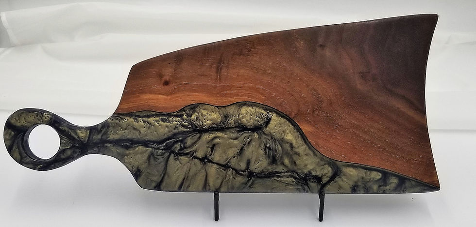 Thumbnail: Black Walnut with Beetle Blue Epoxy Charcuterie Board