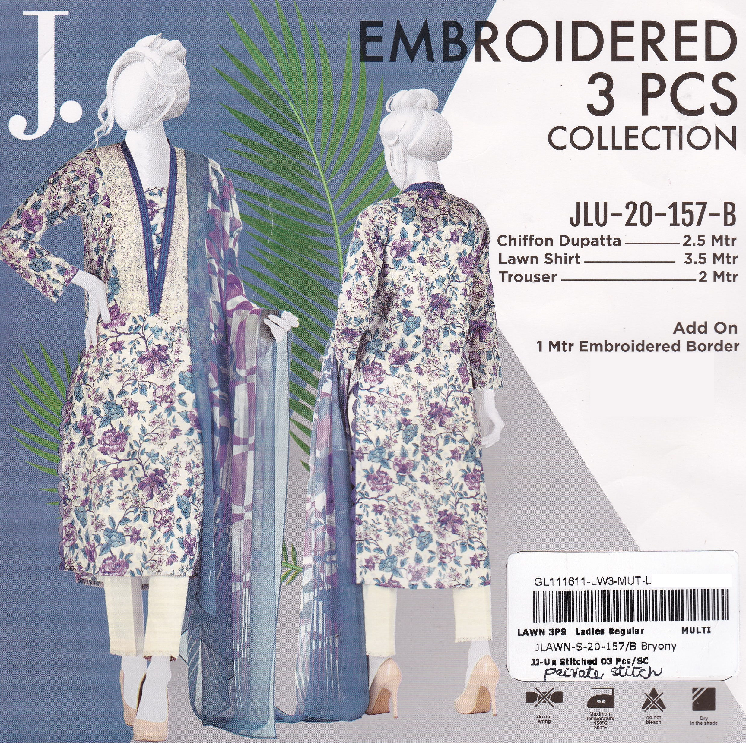 Privately Stitched Embroidered 3PCs Collection 