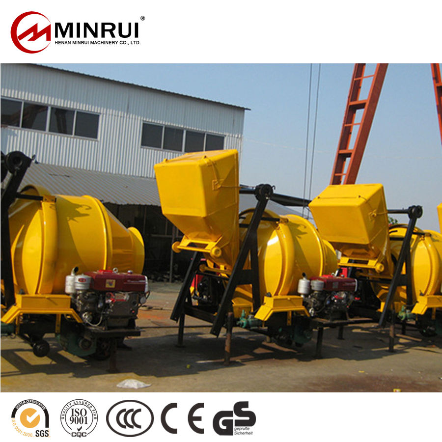 Thumbnail: MInrui JZR350 Diesel Concrete Mixer With Hydraulic Hopper