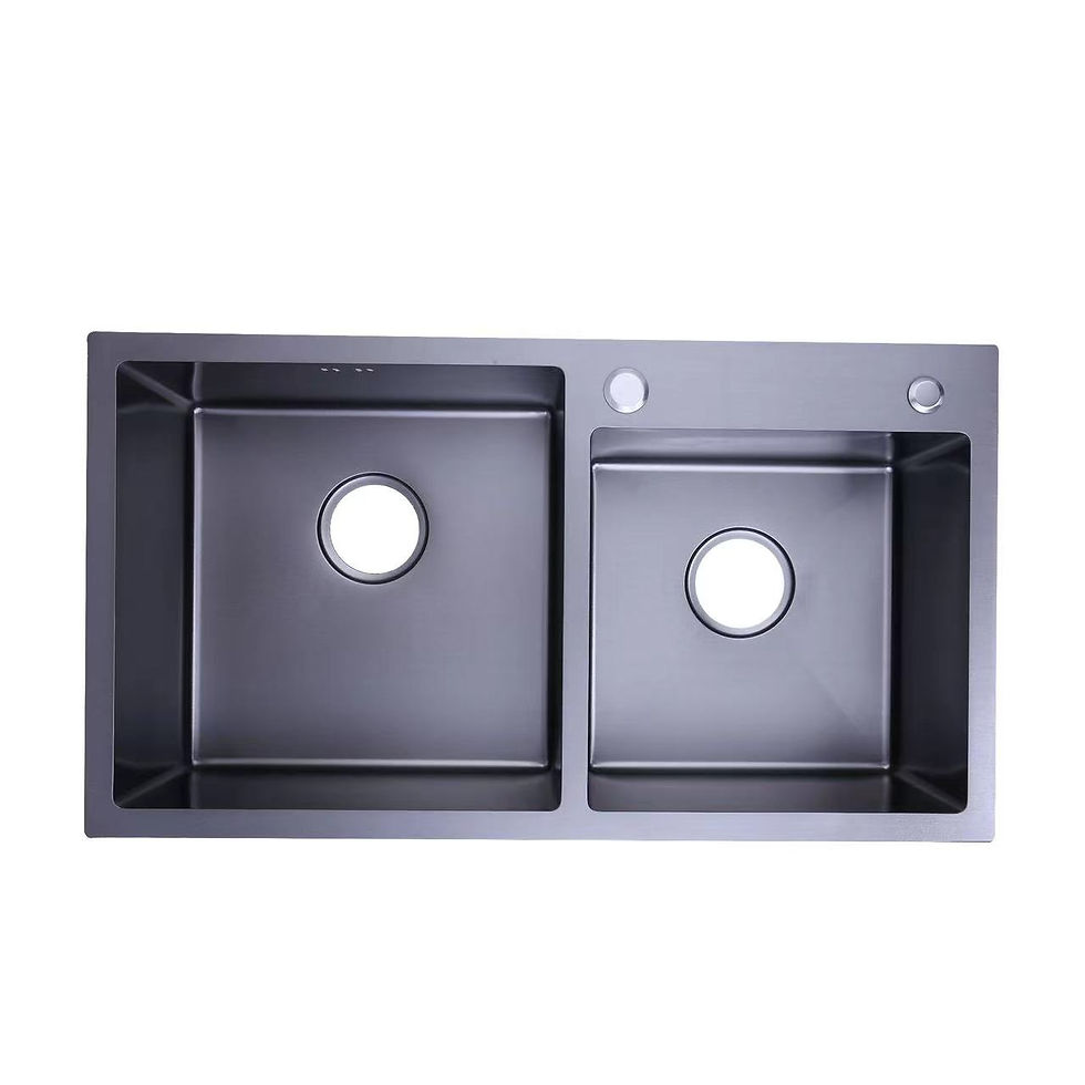 Thumbnail: Handmade Stainless Steel Black Nano Sink No Fading Double Bowl