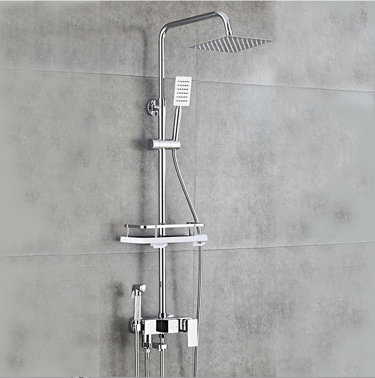 Thumbnail: Custom Wall Mounted 4 Functions Chrome Rainfall Shower Faucets, Bathroom Shower