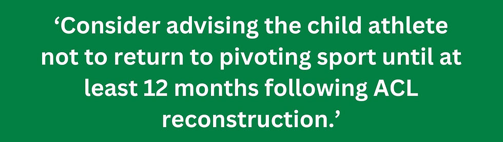 Instruction for return to pivoting sport 12 months following ACL reconstruction surgery