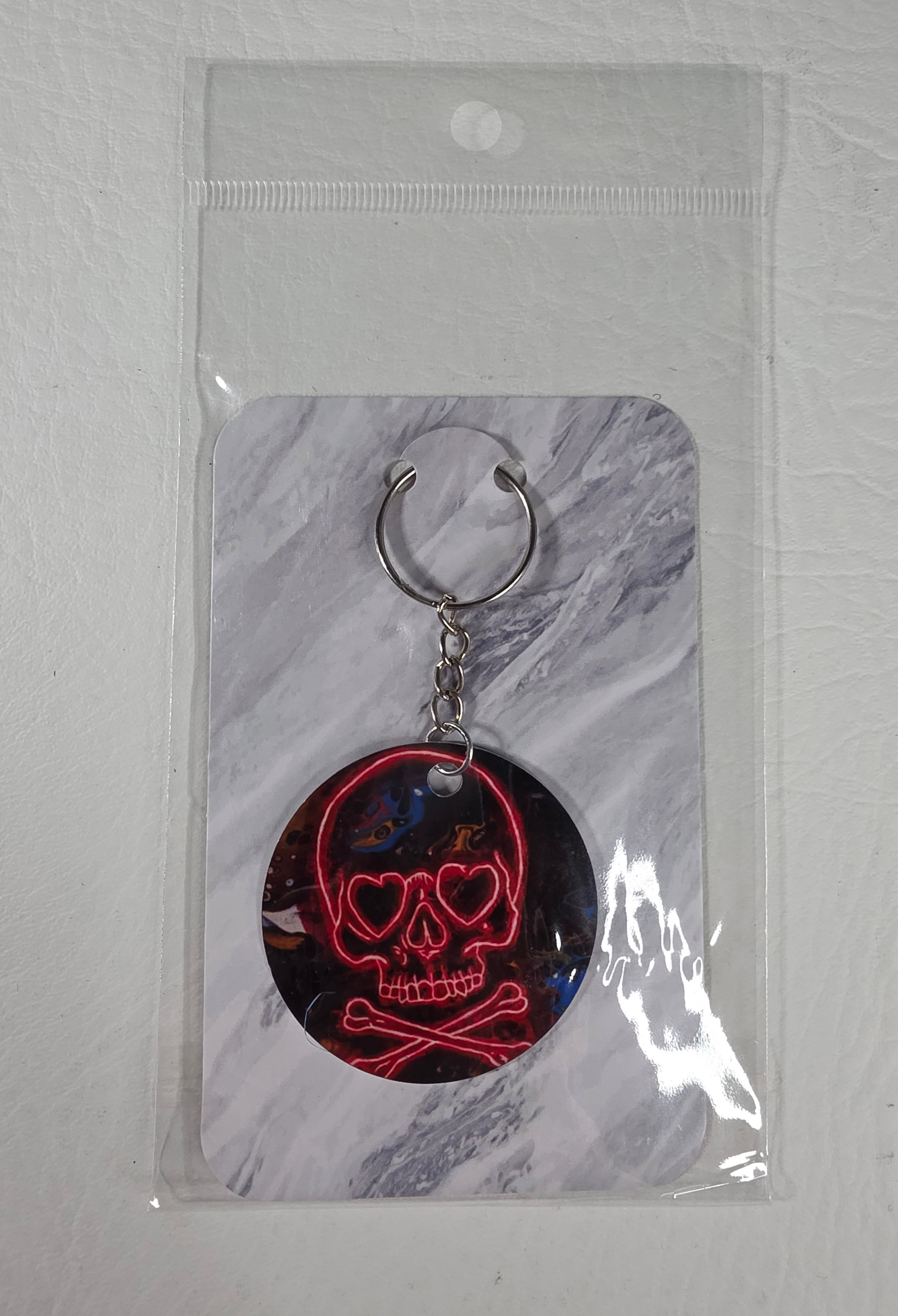 Neon Pink Skull Keychain