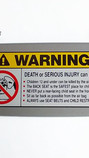 Auto visor warning decal with screen printing directly on substrate.