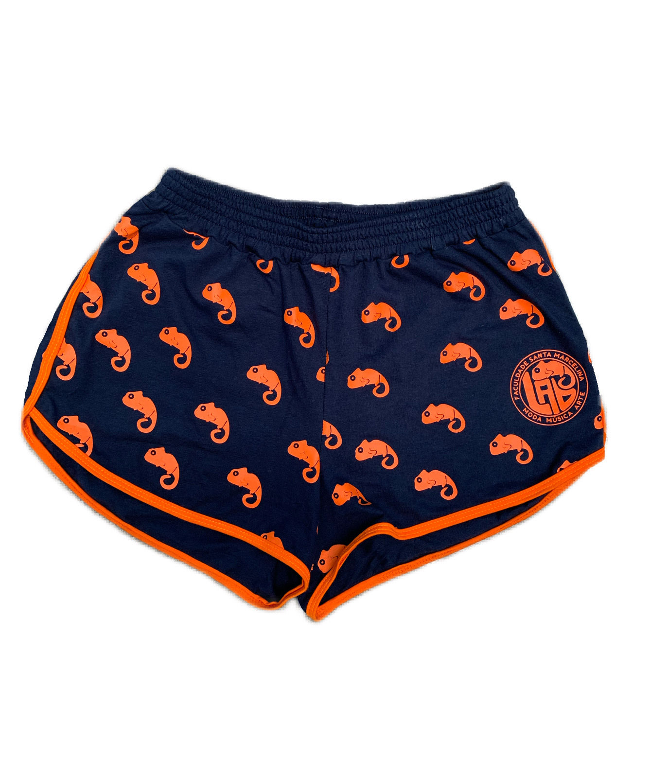 Shorts azul e laranja