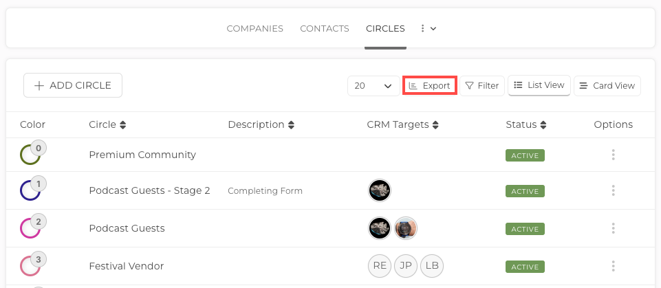 Dashboard or Portal Page using Circles