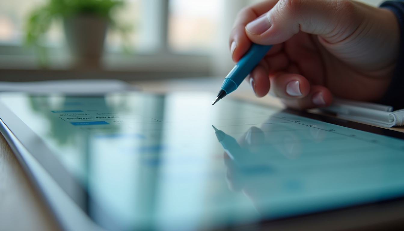 Close-up view of a digital calendar and task list on a tablet