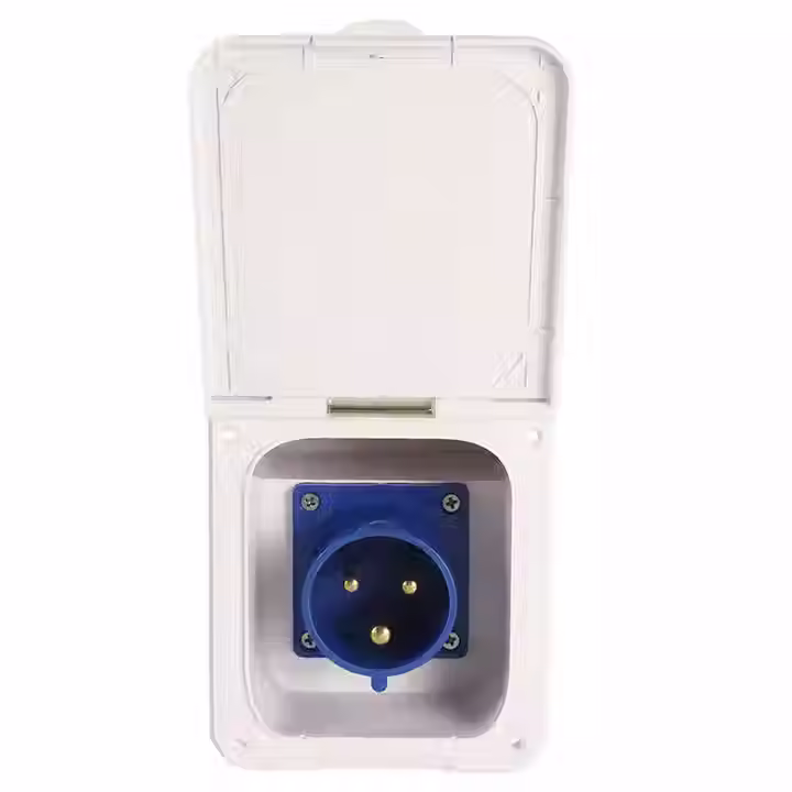 External hook up plug socket white 32A