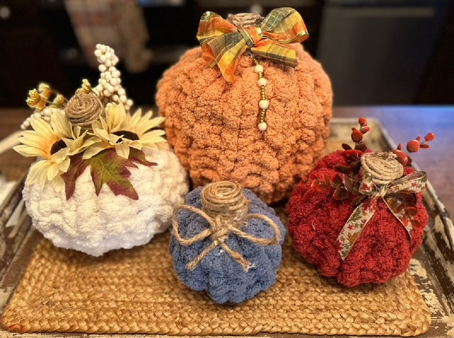 Hand Knit Pumpkins - Harvey
