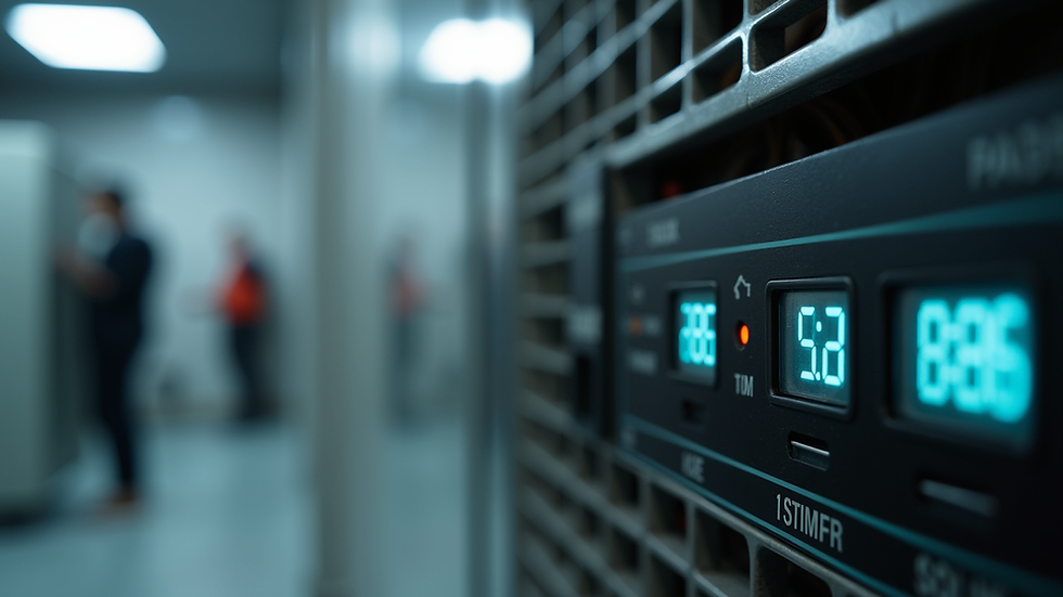 Close-up view of an air conditioning unit’s electrical control panel