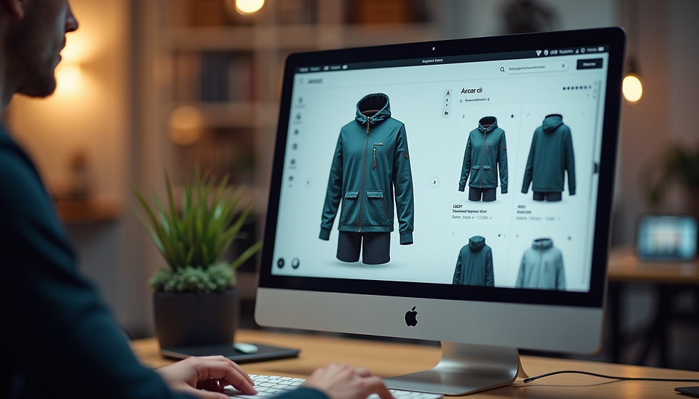 computer screen with apparel design website