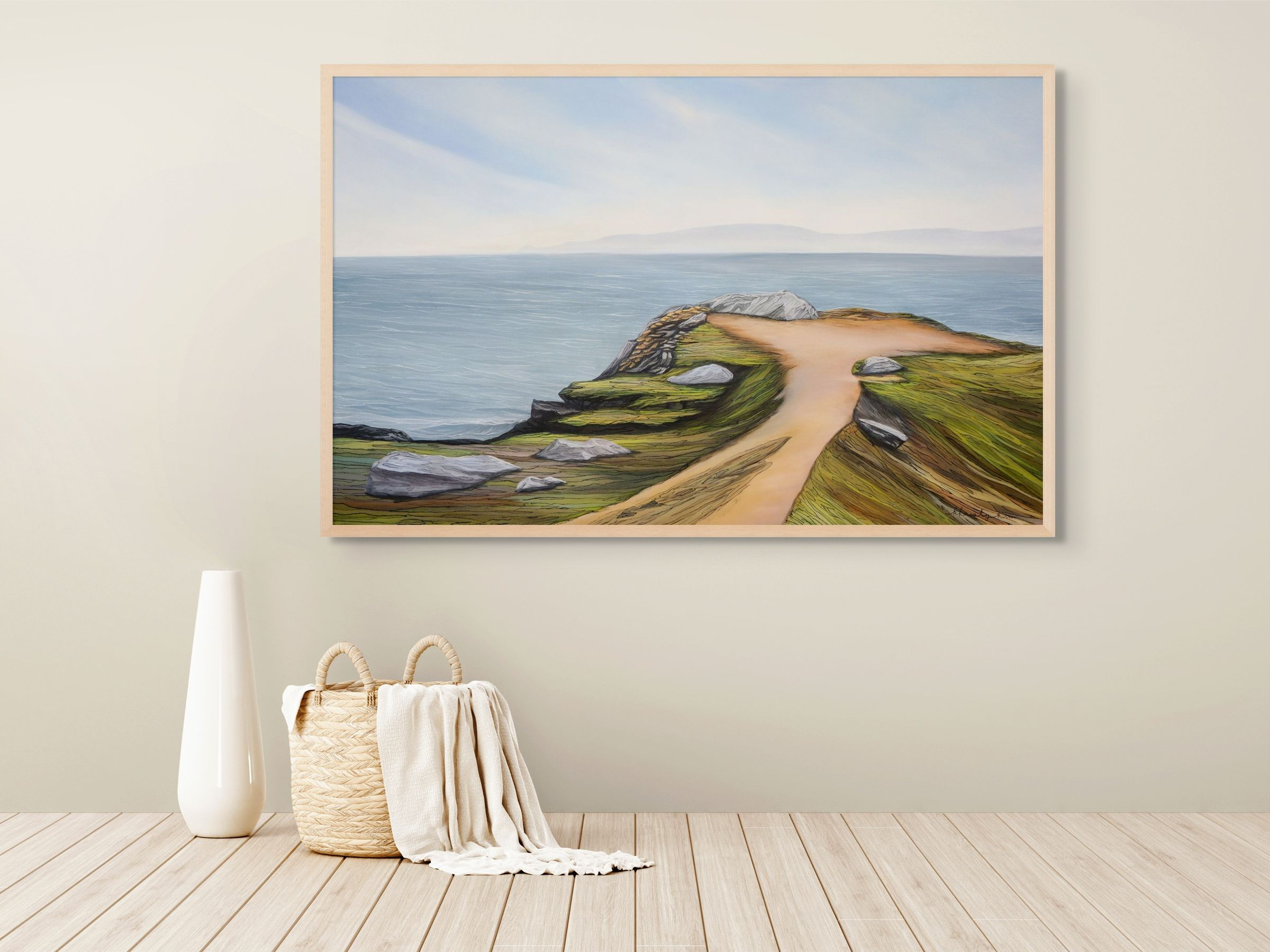 HERE 48 x 30 framed in Clear Cedar