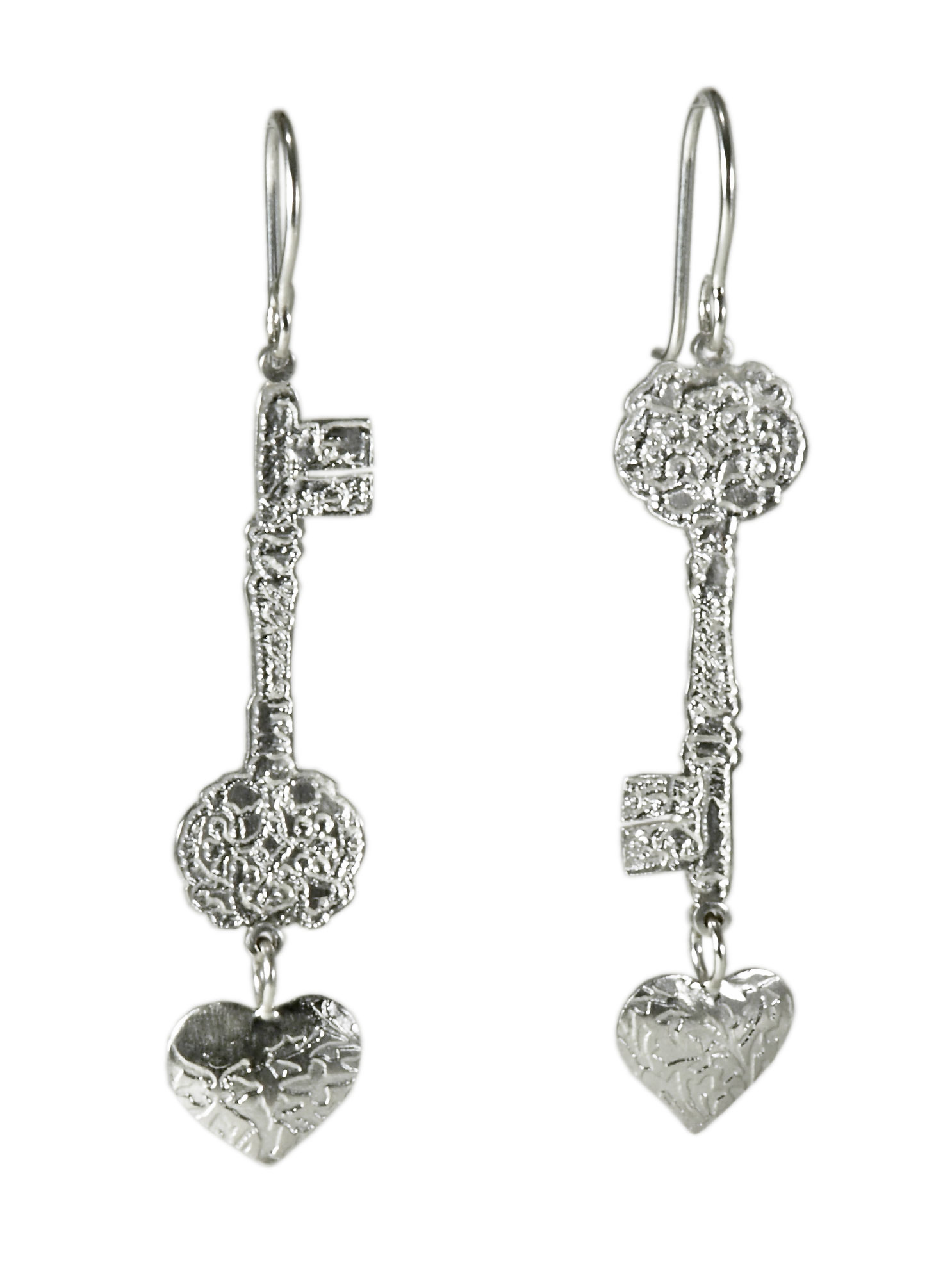 Heart and Key Earrings