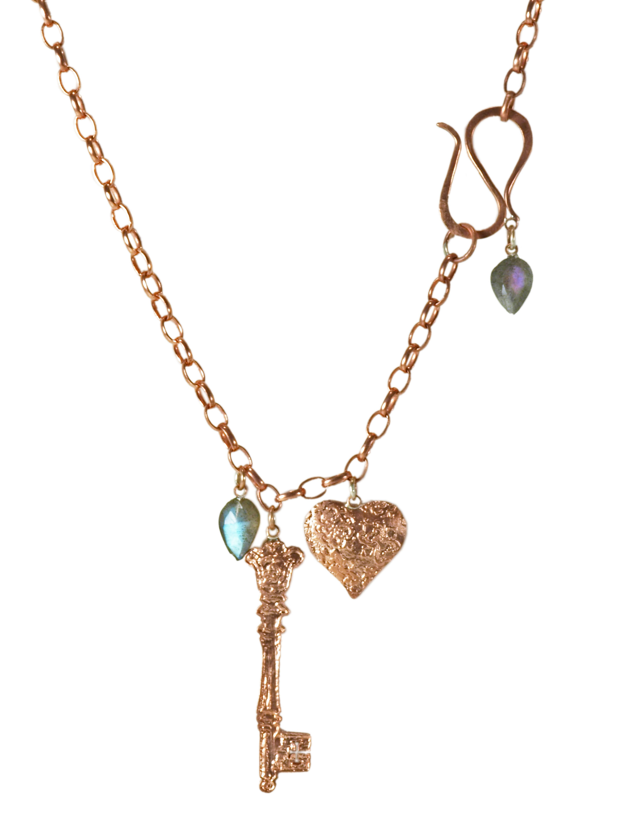 Heart and Key Charm Necklace