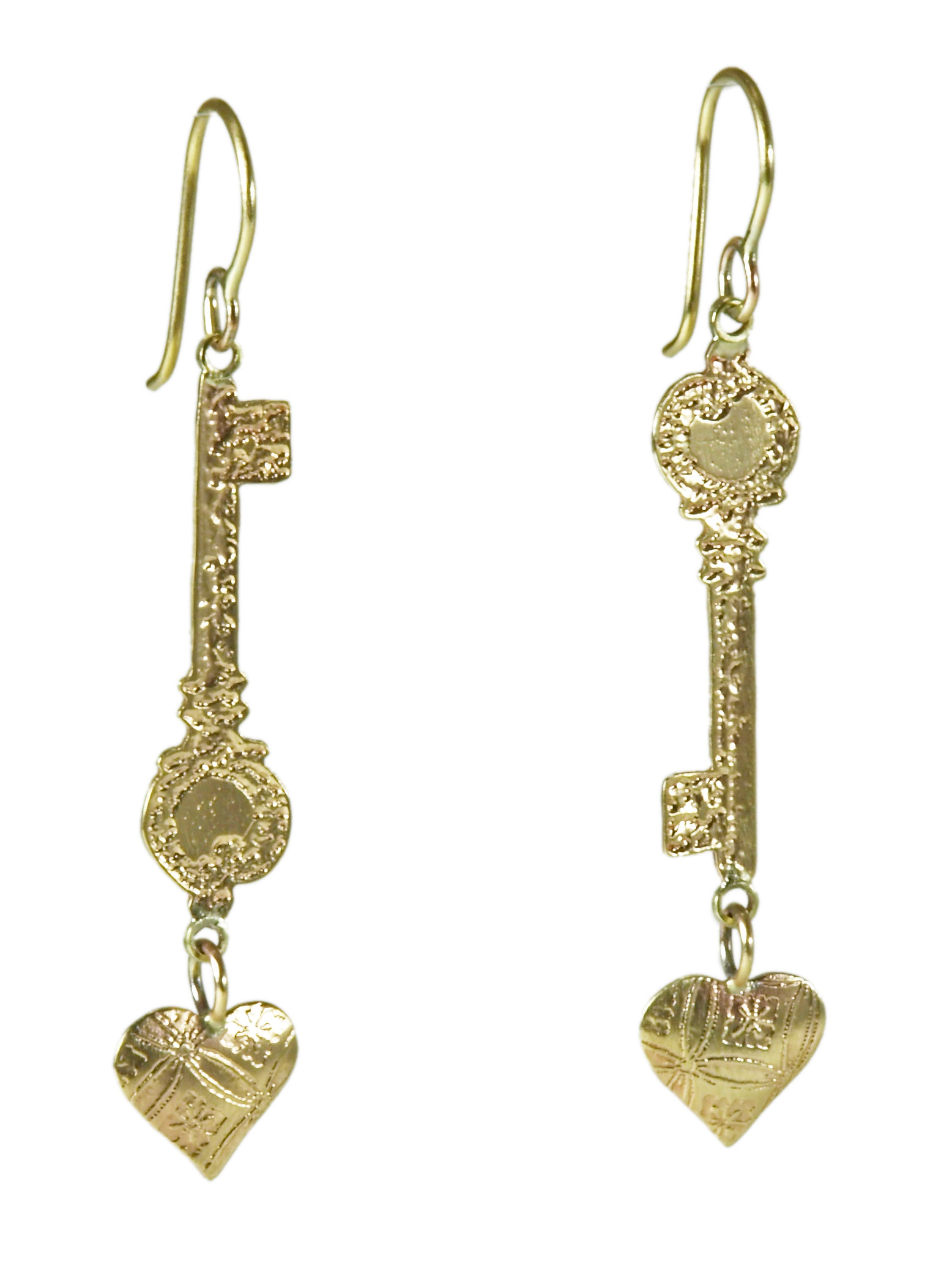 Heart and Key Earrings