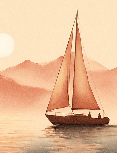 sailing in front of the sunset