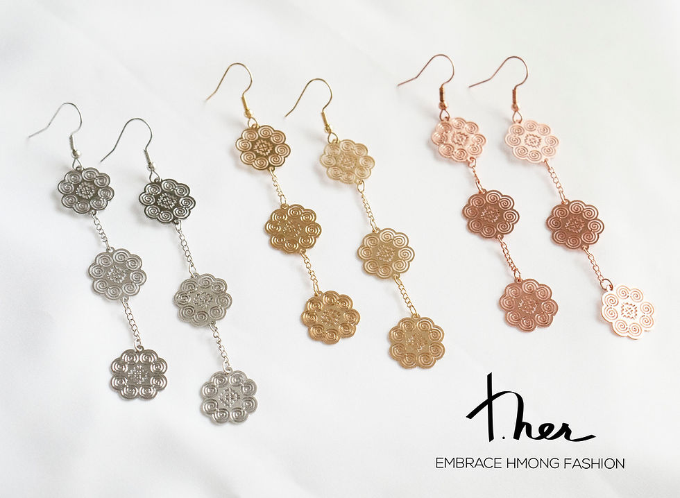 Thumbnail: Elephant Foot Triple Drop Earrings