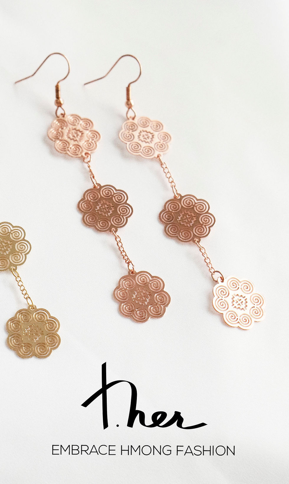 Thumbnail: Elephant Foot Triple Drop Earrings