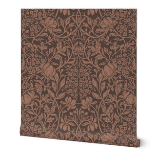 Monochrome brown floral wallpaper