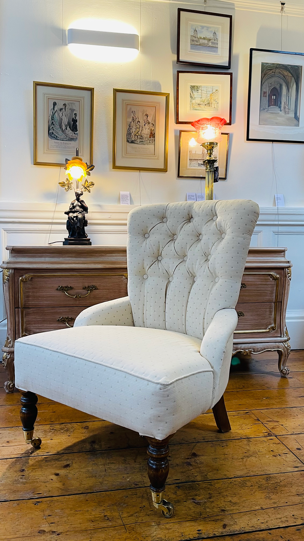 Thumbnail: Vintage 19thC style button back easy chair - #9061