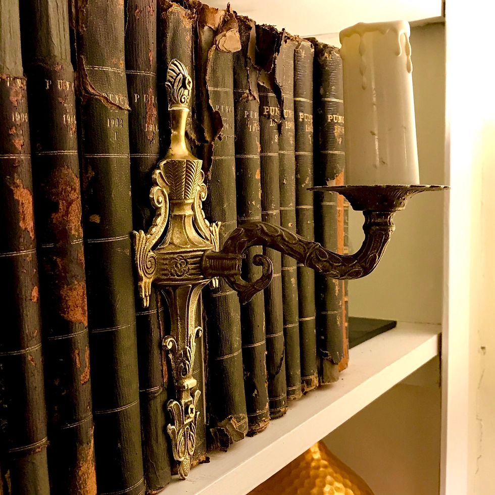 Thumbnail: Trio of vintage brass single branch sconces - #5789