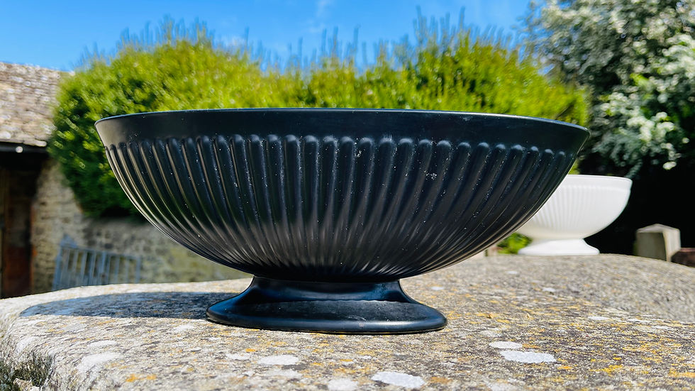 Thumbnail: Large 1930’s Wedgwood Ribbed Moonstone Bateau Mantle Vase - #