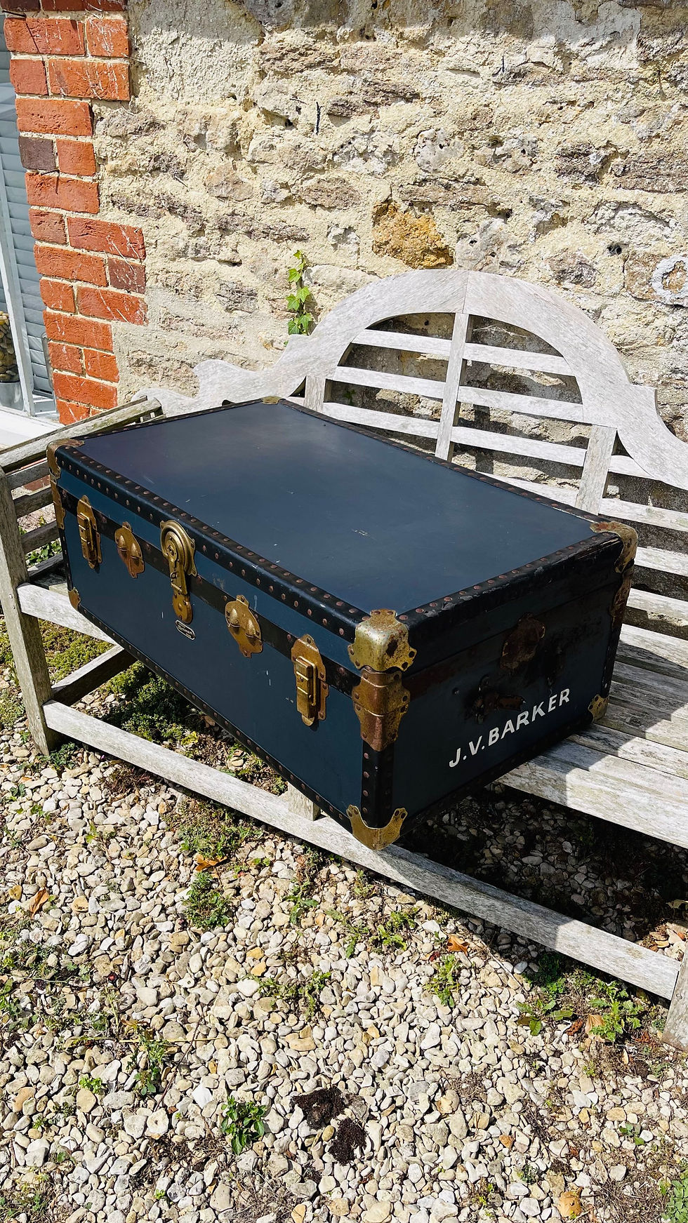 Thumbnail: Late 19th/Early 20thC Travel trunk with personalisation/original hardware #9147