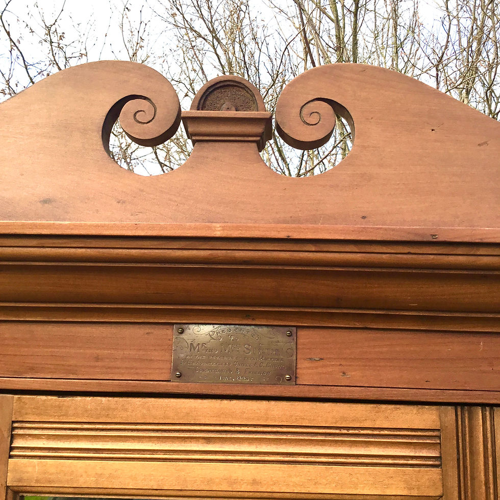 Thumbnail: Antique Edwardian Satin Walnut Single Armoire Wardrobe - #7082