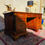 Thumbnail: One piece six drawer solid mahogany Corinthian pedestal desk