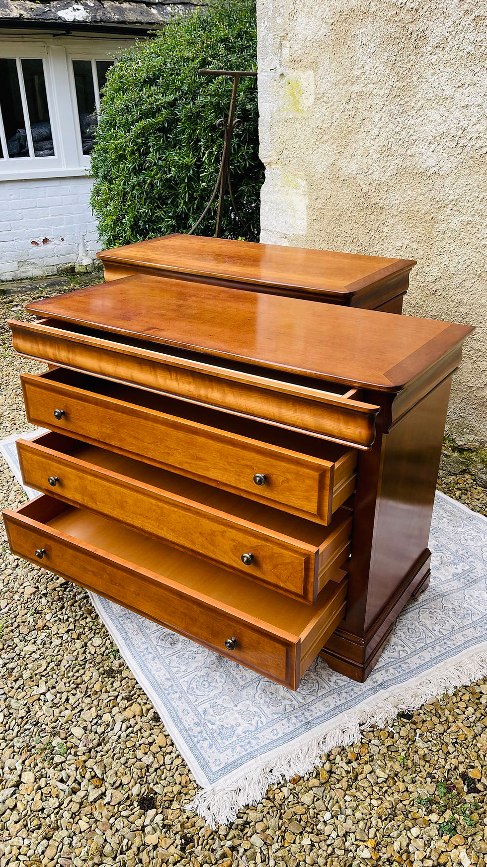Thumbnail: Matched Pair of late 20thC Louis Philippe Style Cherrywood Veneer Chests - #9056
