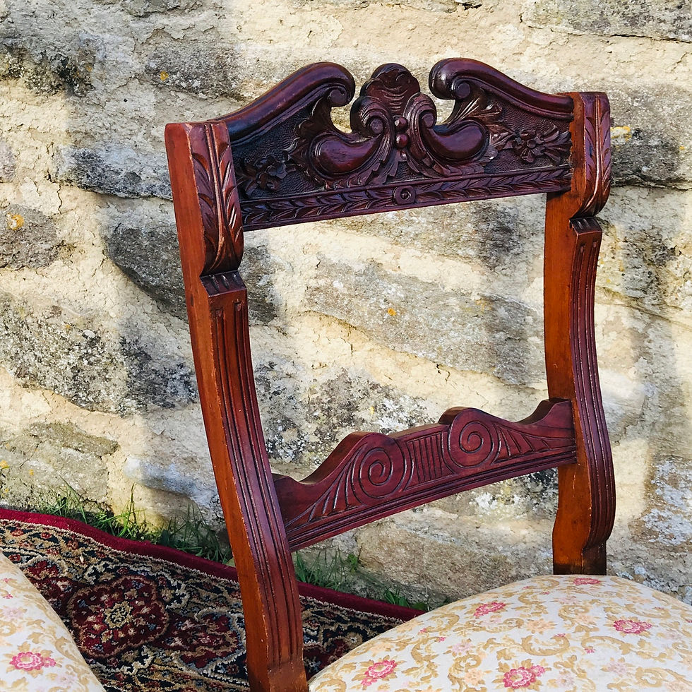 Thumbnail: Pair of recently reupholstered Antique Bedroom Chairs -  #6339/1