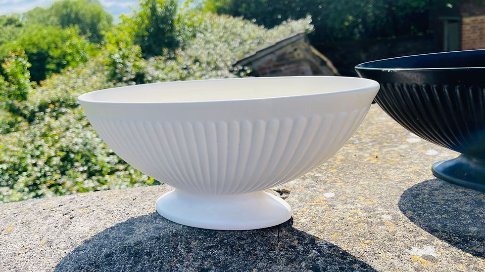 Thumbnail: Large 1930’s Wedgwood Ribbed Moonstone Bateau Mantle Vase - #
