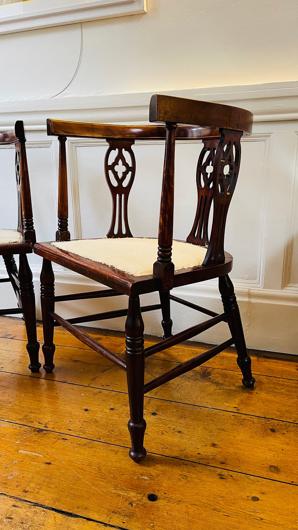 Thumbnail: Matched Pair of Edwardian Mahogany Salon / Tub / Occasional Armchairs #8632