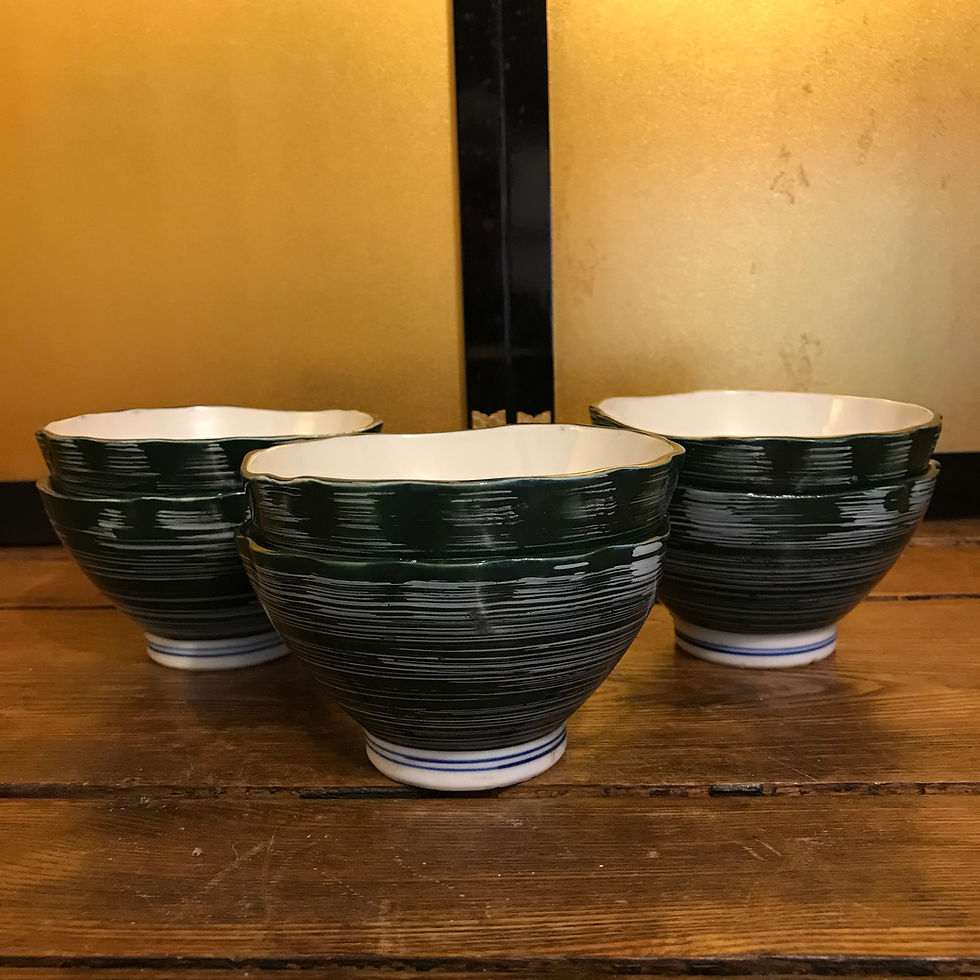 Thumbnail: Vintage hand painted rice bowls ex branded restaurant 