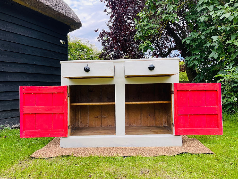 Thumbnail: Victorian freestanding painted pine housekeepers  cupboard - #8299