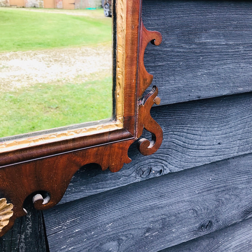 Thumbnail: 19thC Mahogany Mirror with decorative giltwood Griffin. 