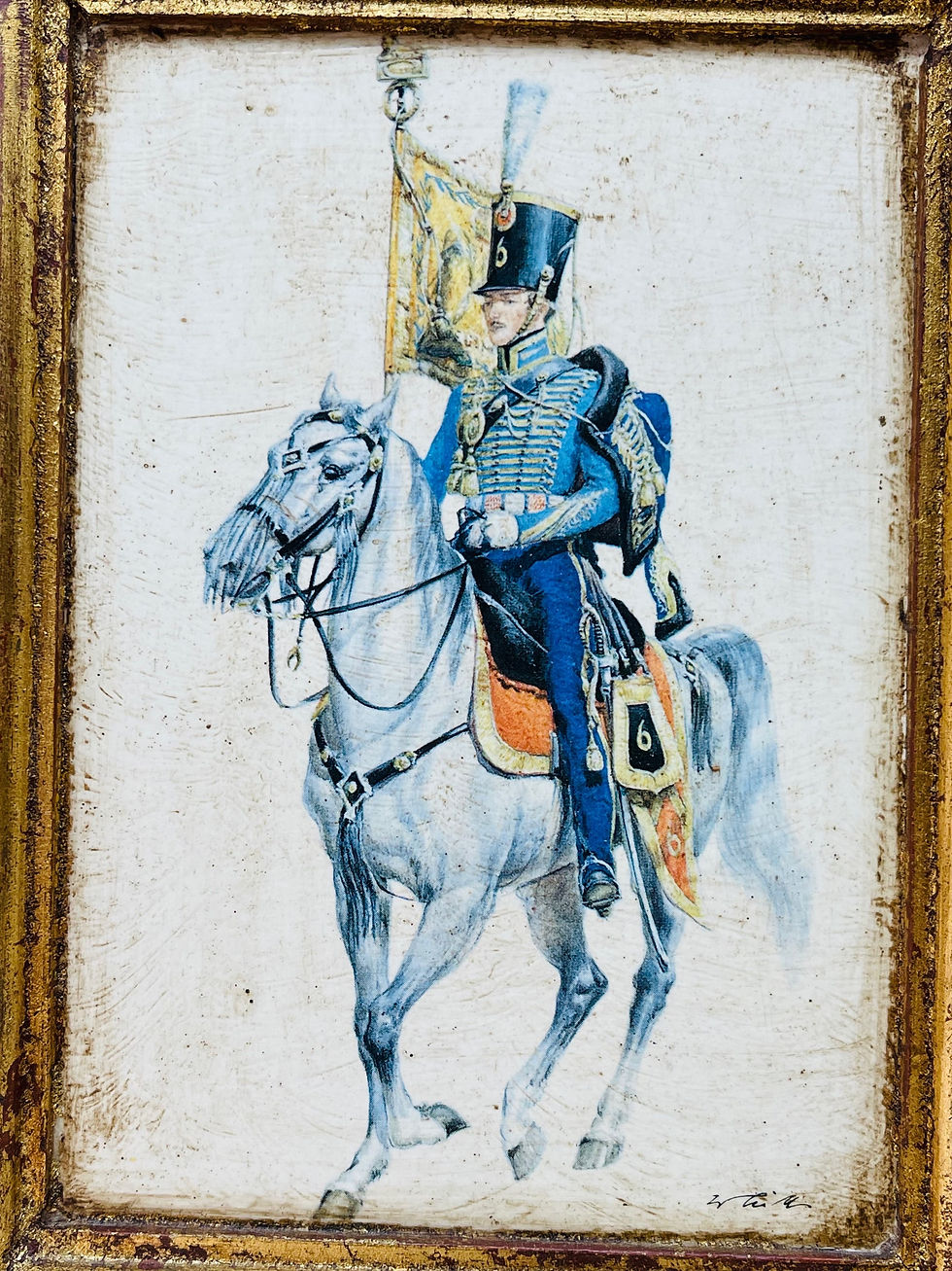 Thumbnail: 3 framed/mounted decorative military pictures late 18thC/early 19thC Uniforms