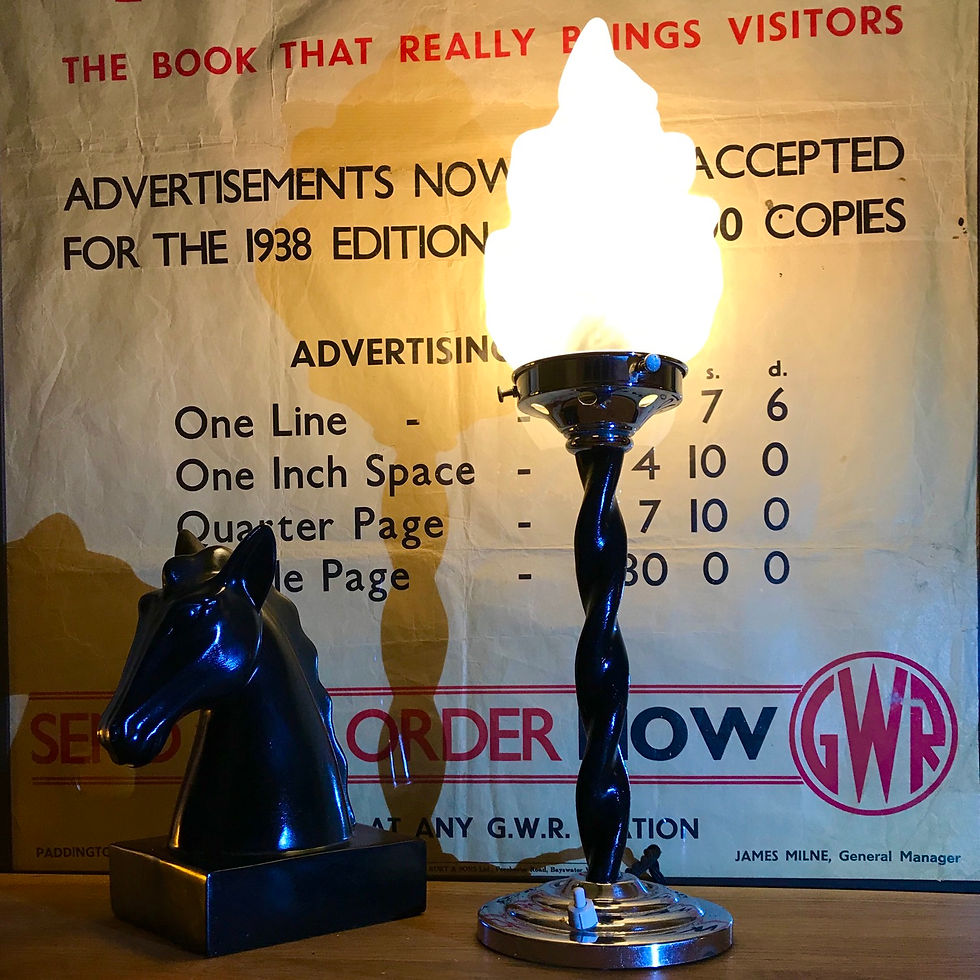 Thumbnail: Art Deco spiral twist black and chrome Charleston desk lamp