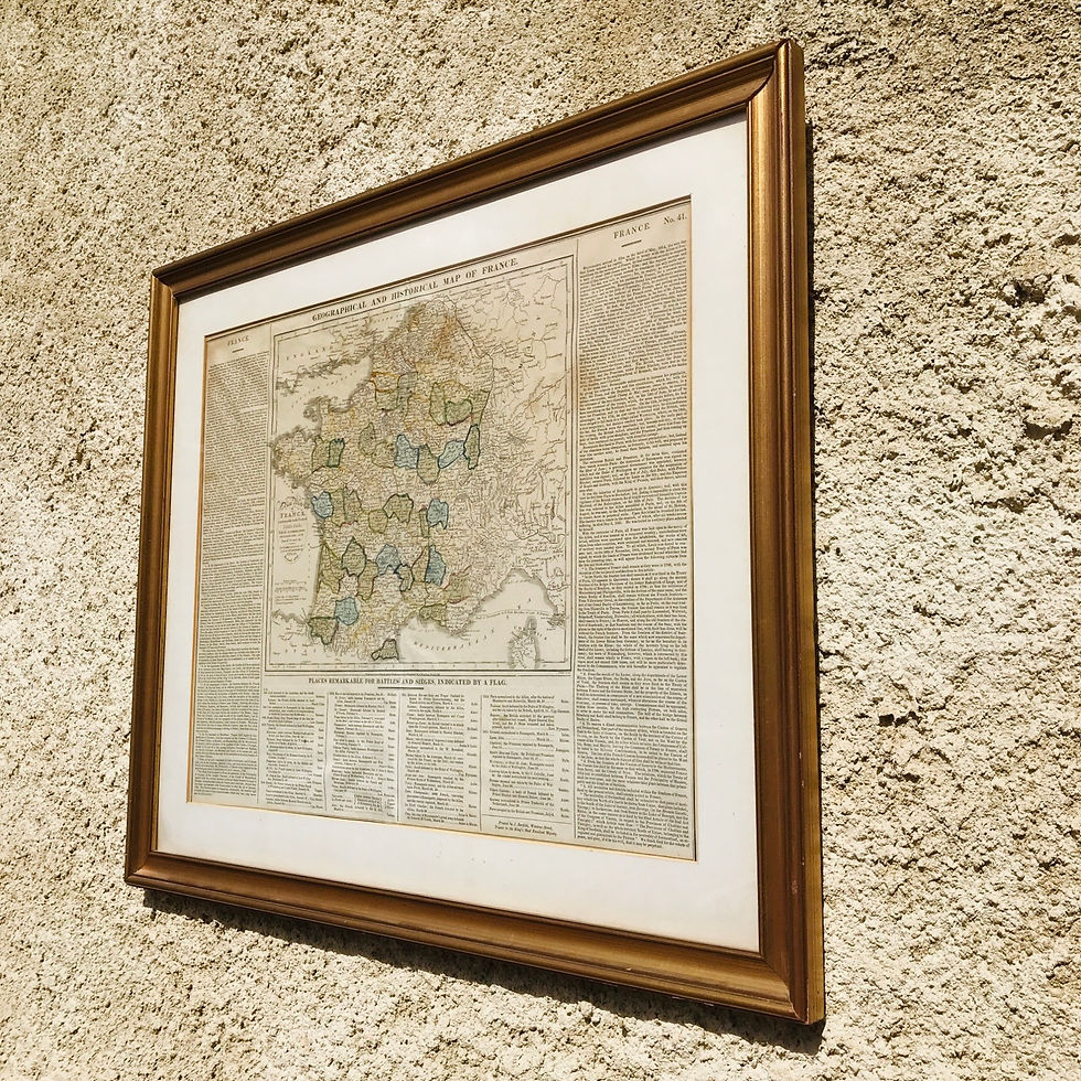 Thumbnail: Framed Antique Map, Geographical, Historical and Statistical Map of France, 1828