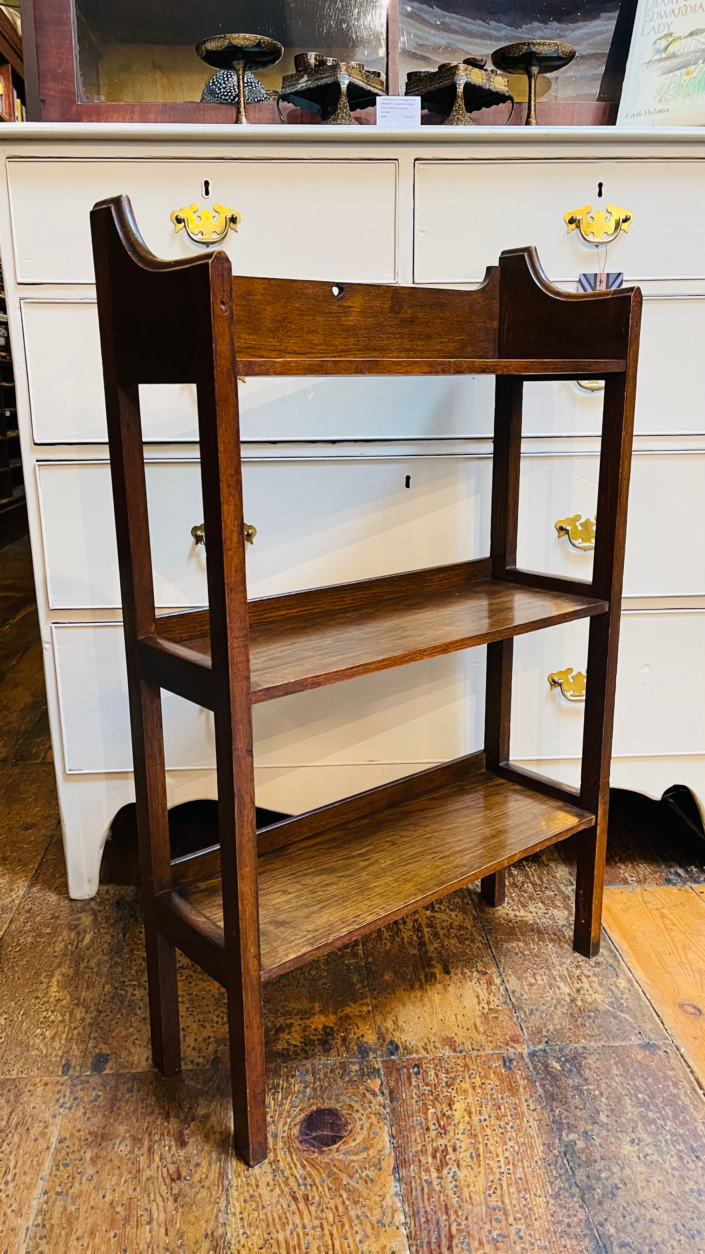 Early 20thC Petite Freestanding Arts & Crafts Stained Oak Bookcase - #1422/1