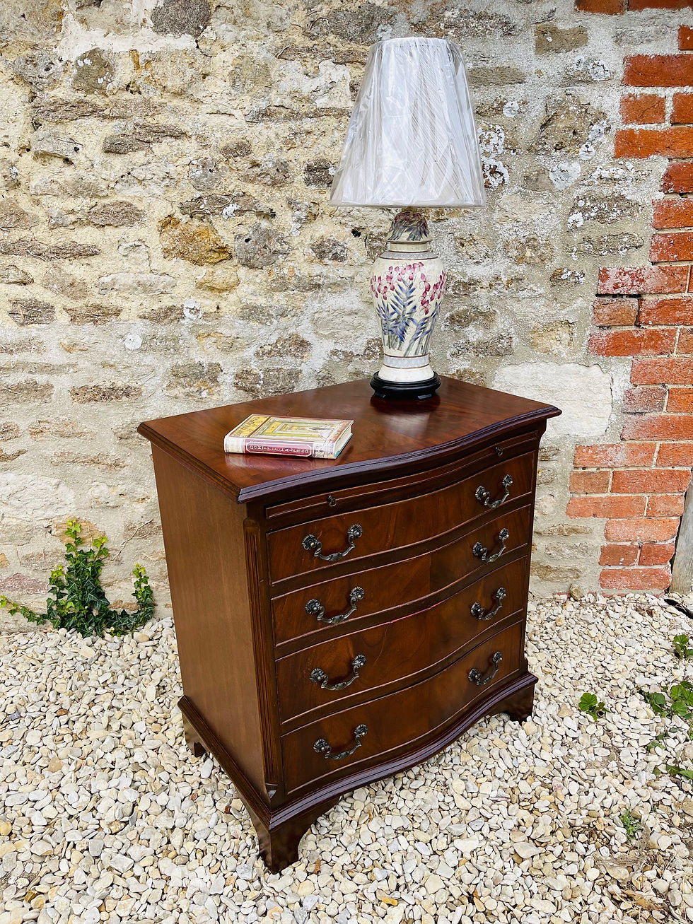 Thumbnail: 20thC Regency Revival Serpentine Bachelors Chest in Walnut - #7108