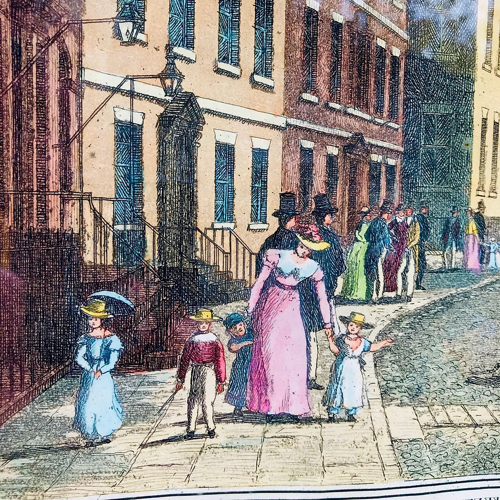 Thumbnail: Framed print - Views of New York. Broadway from the Bowling Green, 1828  #6296/2
