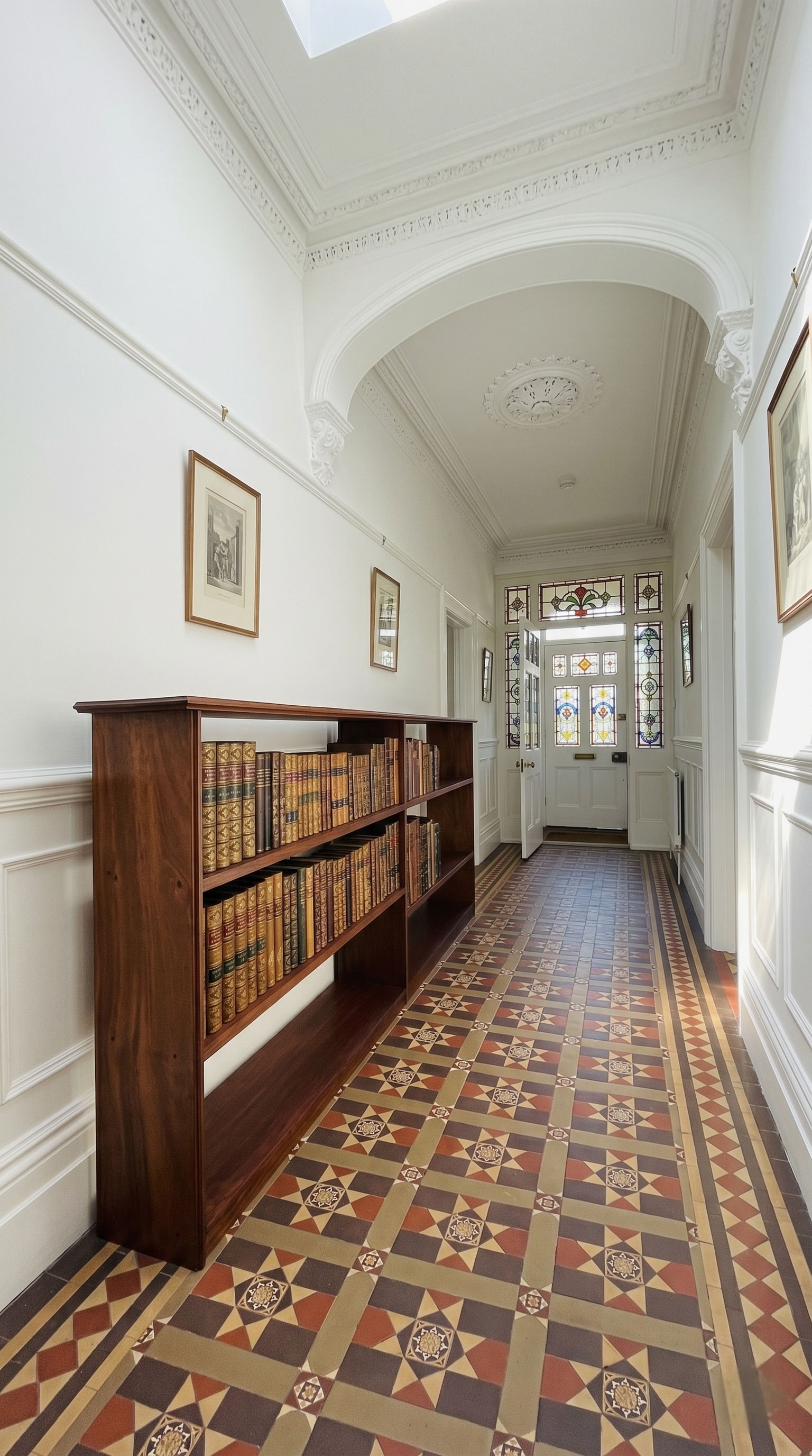 Large vintage freestanding mahogany bookcase - #