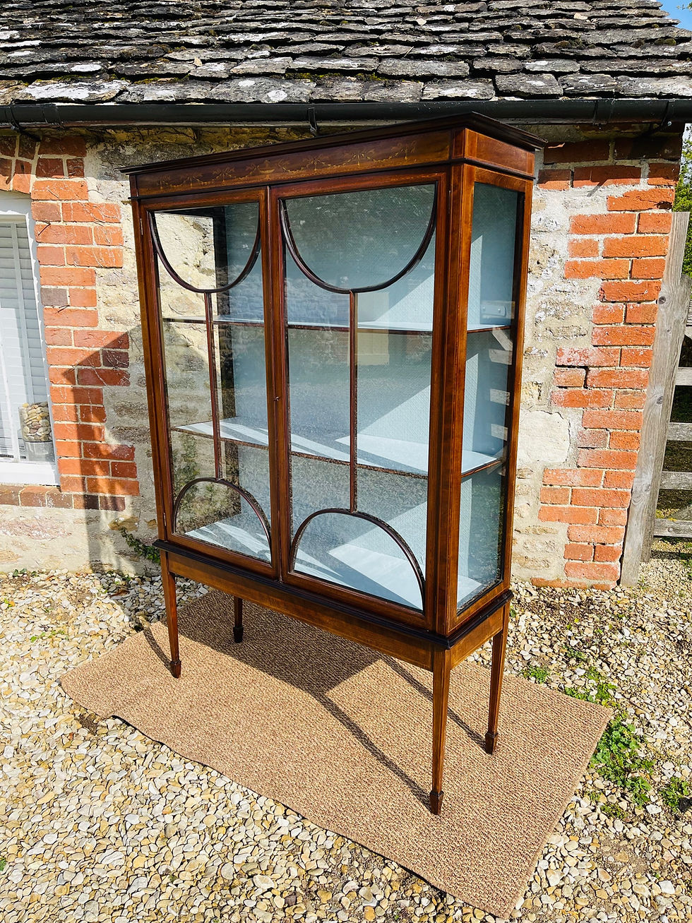 Thumbnail: Edwardian inlaid mahogany display cabinet - 
