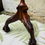 Thumbnail: Antique mahogany Eagles Claw and Ball Floor Lamp - (shade not included) - 