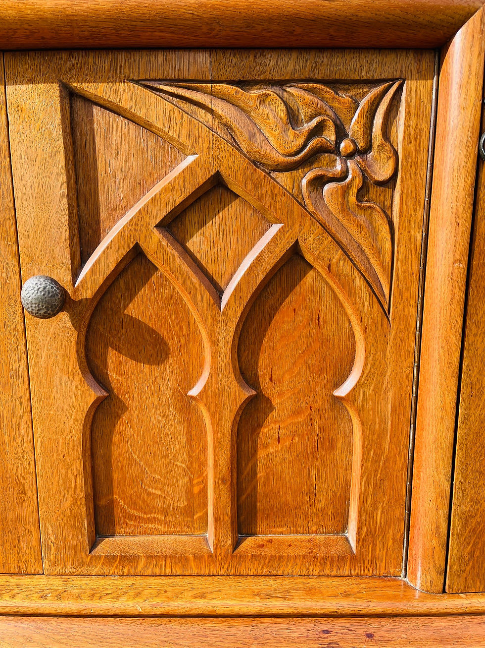 Thumbnail: Gothic Revival Arts & Crafts Oak Sideboard - #8085